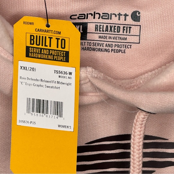 NWT Carhartt Rain Defender Relaxed Fit Midweight C Logo Graphic Ash RoseSize XXL - Picture 5 of 12